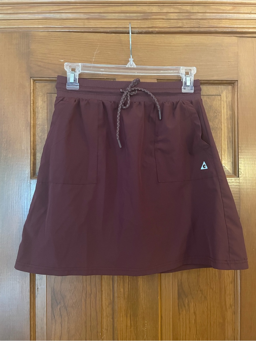 Gerry Women’s Deep Burgundy/Wine Drawstring Skort with Pockets, Size Small